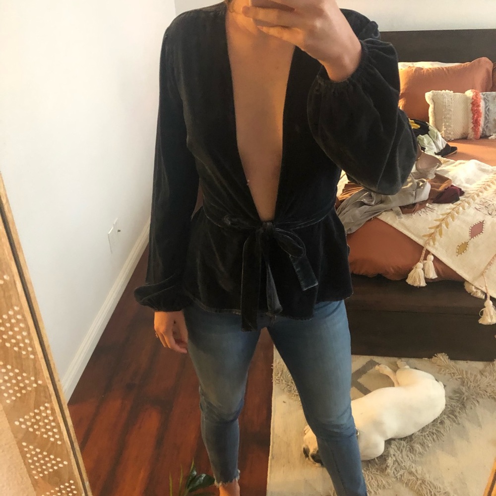 Majorelle Velvet Peplum Top